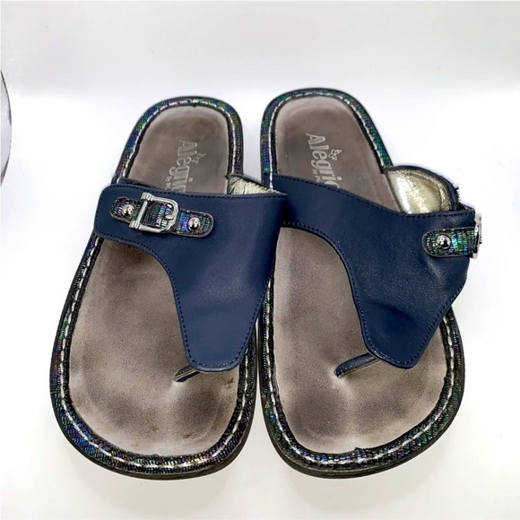 Alegria Women’s Vanessa Navy Blue Thong Buckle Sandals EU 36 US 6-6.5 VAN - Picture 1 of 4